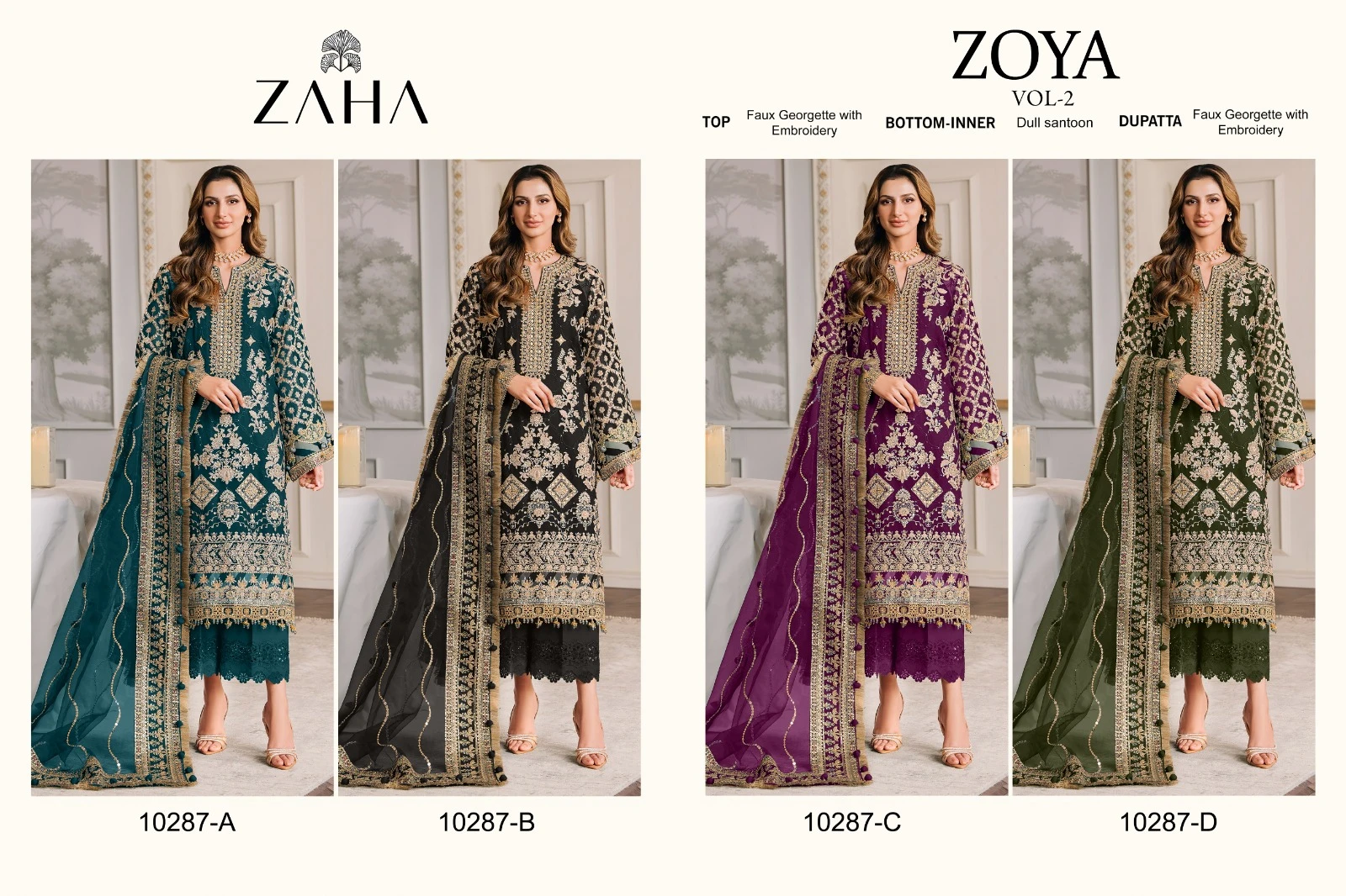 Zaha Zoya Vol 2 Georgette Wholesale Pakistani Salwar Suit Catalog — Wholesale Salwar Suits, MPA wholesale from Surat — view 15